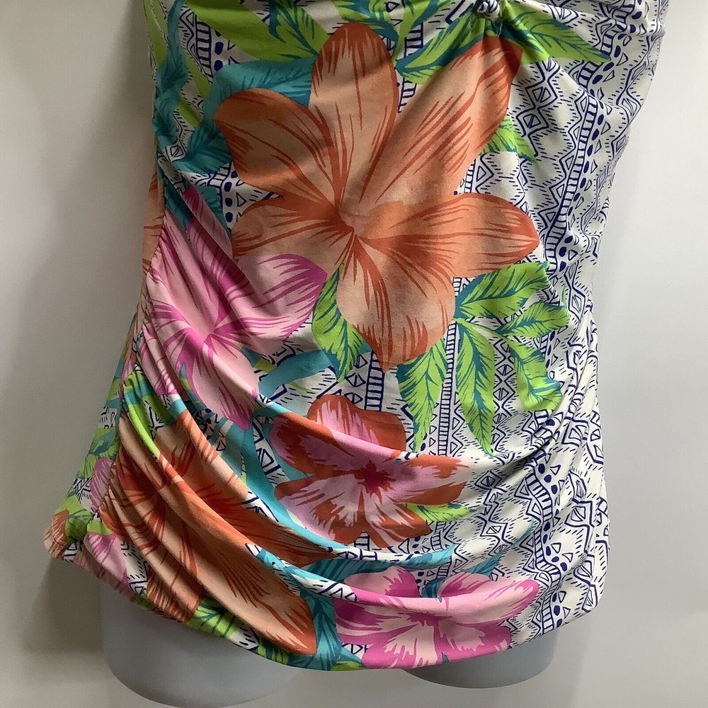 Hibiscus Flower Floral Tropical Leaf Tankini Swimsuit Top Size 8 ? NO Tag Womans - Picture 8 of 8